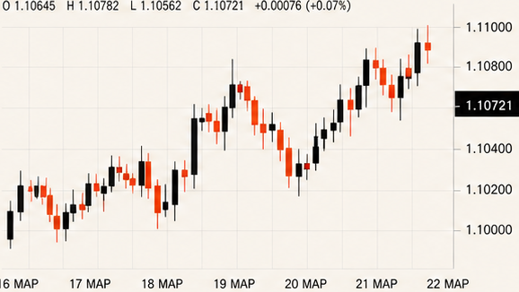 Пример графика EUR/USD с восходящим движением цены